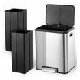 2 x 4 Gallon Dual Trash Can, Stainless Steel Kitchen Waste Bins with
