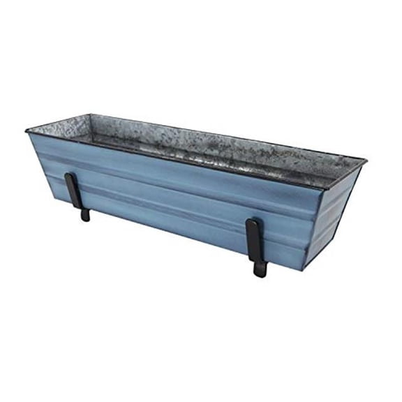 2 x 4 Railings Flower Box with Brackets, Blue - Small