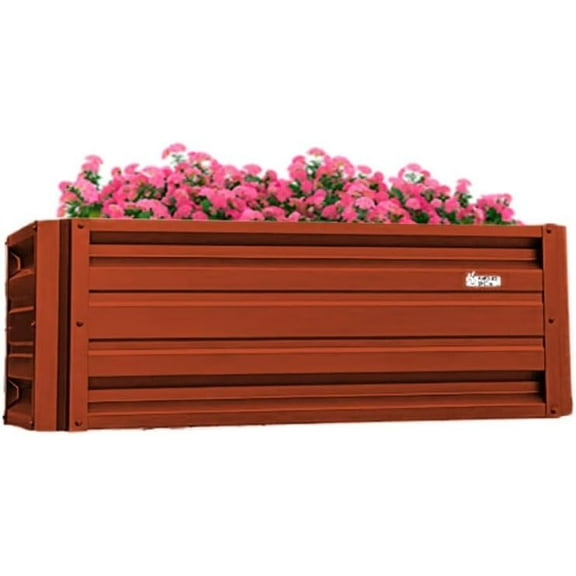 2 x 4 Rectangular Metal Planter Box Durable Raised Garden Bed in Galvalume Steel 24 x 48 with 18 Inch High Walls (Barn Red)