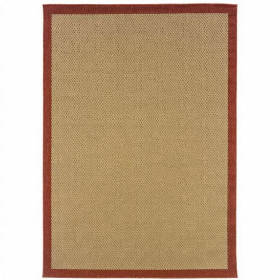 2 x 4 ft. Beige & Red Plain Indoor & Outdoor Scatter Area Rug