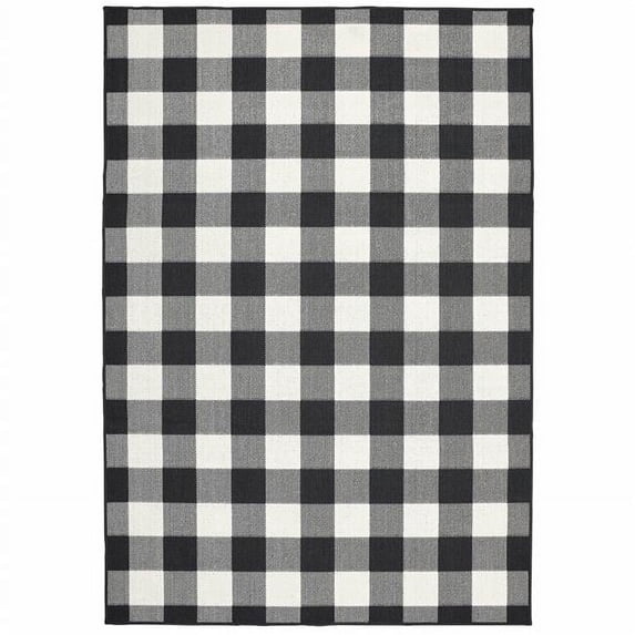 2 x 4 ft. Black & Ivory Gingham Indoor & Outdoor Area Rug