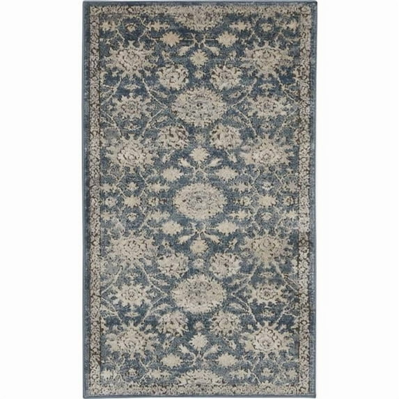 2 x 4 ft. Blue & Beige Oriental Non Skid Rectangle Area Rug