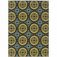 thumbnail image 1 of 2 x 4 ft. Blue Floral Stain Resistant Indoor & Outdoor Rectangle Area Rug - Blue and Green - 2 x 4 ft., 1 of 1