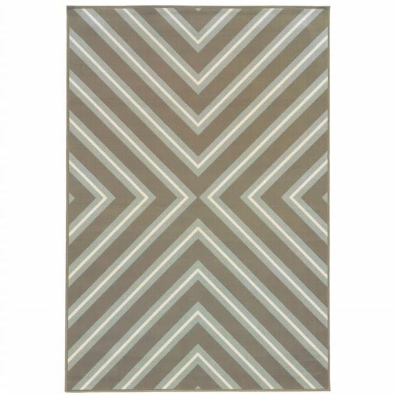 2 x 4 ft. Gray Geometric Stain Resistant Indoor & Outdoor Rectangle Area Rug - Blue and Gray