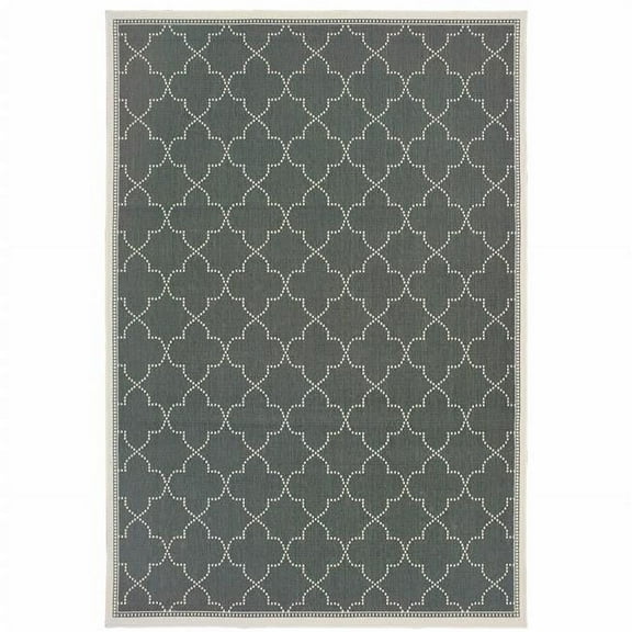 2 x 4 ft. Gray Geometric Stain Resistant Indoor & Outdoor Rectangle Area Rug - Gray and Ivory - 2 x 4 ft.