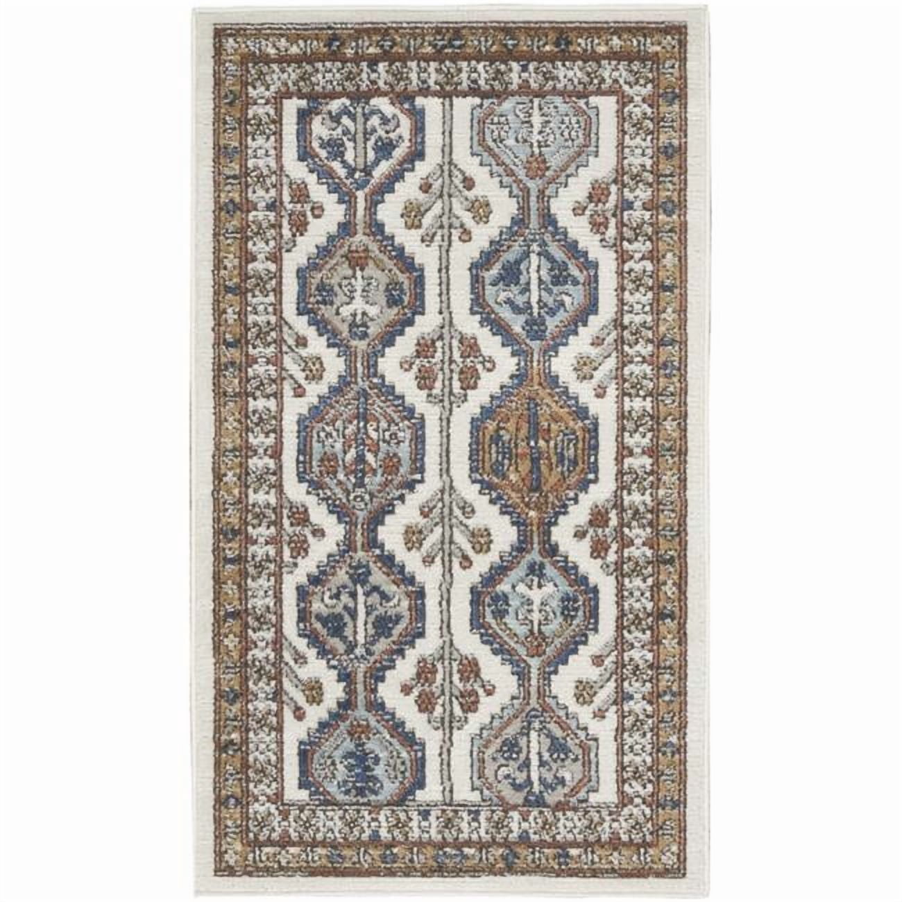 2 x 4 ft. Ivory Southwestern Power Loom Non Skid Rectangle Area Rug ...