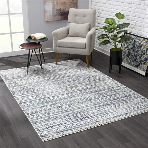 2 x 4 ft. Navy Blue Decorative Stripes Area Rug