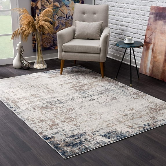 2’ x 5’ Navy Blue Distressed Striations Area Rug