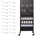thumbnail image 1 of 2'x 5' Two-Double Pegboard Panels Tower with T-Base Floorstanding, Pegboard Display Stand, Craft Fair Display Rack, Art Display Stand, Show Racks for Retail, Extra 20 pieces Hooks, 1 of 7