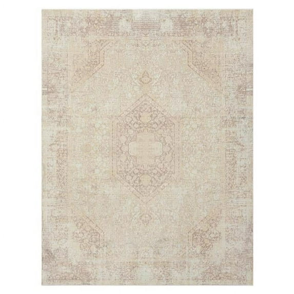 2 x 5 ft. Beige Medallion Washable Non Skid Rectangle Area Rug