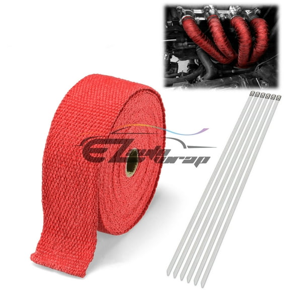 2" x 50' Exhaust Pipe Insulation Thermal Heat High Temperature Wrap Motorcycle Header + 6 Tie