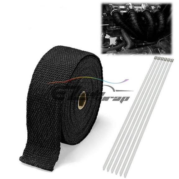 2" x 50' Exhaust Pipe Insulation Thermal Heat High Temperature Wrap Motorcycle Header + 6 Tie