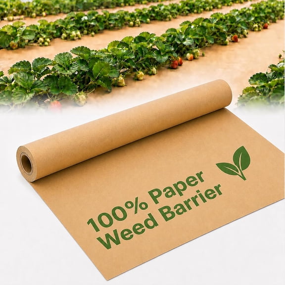 2 x 50 Feet Biodegradable Paper Weed Barrier, Landscape Fabric Garden Bed Grass Control Barrier Blocker for Outdoor Lawn (2 x50 ft)