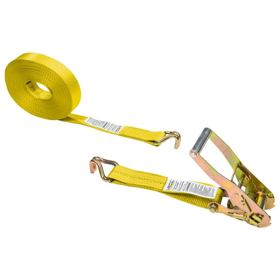 2" x 50' Yellow Ratchet Strap w/ Double J Hook