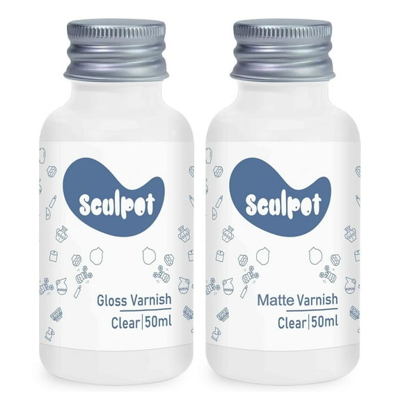 Air Dry Clay Glaze, 2 x 50ml, Gloss & Matte Finish, Air Dry Clay Varnish to Prevent Cracking, Anti-Scratch