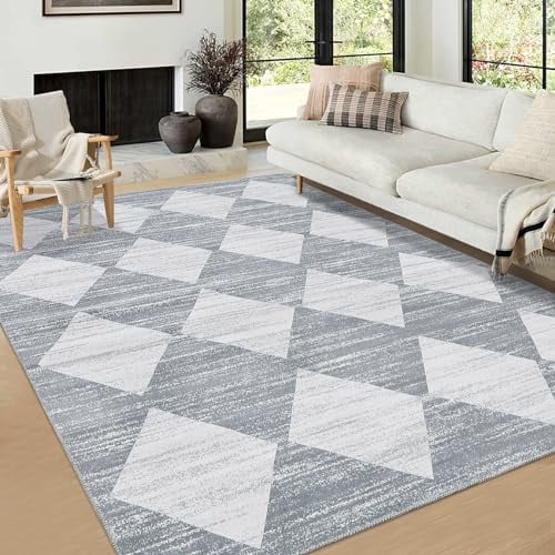 2 x 6/4 x 6/5 x 7/8x10/9 x 12/10x13 Area Rug with Rubber Backing Machine Washable Rug Trellis Printed Low Pile Rugs Low Pile Foldable Indoor Carpet for Living Room Bedroom Guest Room