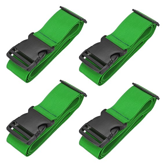 2" x 6.5' Luggage Strap Polyester Adjustable Suitcase Belt for Travel Packing Bag Closure Identify, Green 4 Pack