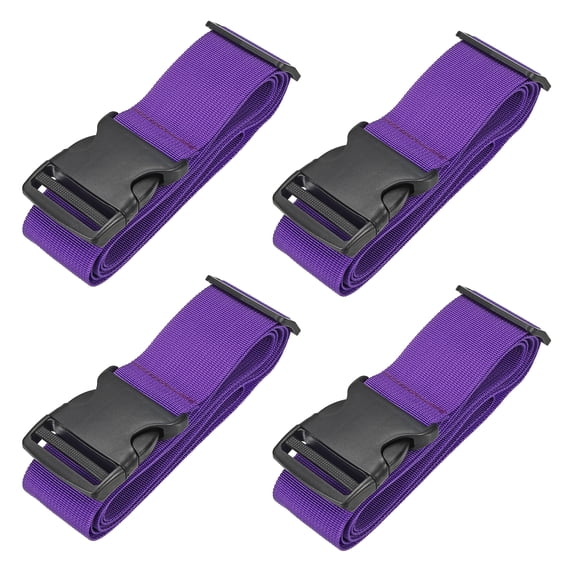 2" x 6.5' Luggage Strap Polyester Adjustable Suitcase Belt for Travel Packing Bag Closure Identify, Purple 4 Pack