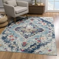 thumbnail image 1 of 2â€™ x 6â€™ Blue Distressed Medallion Area Rug, 1 of 8
