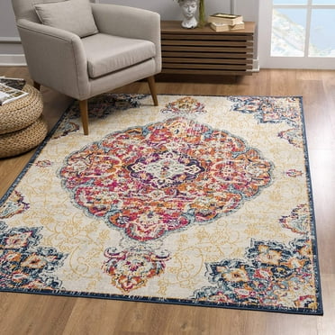 2â€™ x 6â€™ Cream Decorative Medallion Area Rug