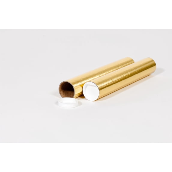 2 x 6" Gold Mailing Tubes With Caps 50/Case