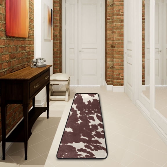 2' x 6' Hallway Runner Rugs Modern Floor Carpet Non Slip Entryway Mat Bedroom Bathroom Kitchen Brown Spots on Beige