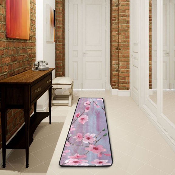 2' x 6' Hallway Runner Rugs Modern Floor Carpet Non Slip Entryway Mat Bedroom Bathroom Kitchen Cherry Flowers Blossom