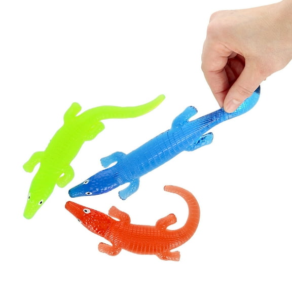 2" x 6" Large Sticky Alligator Rubber Stress Toys - 12 Pieces