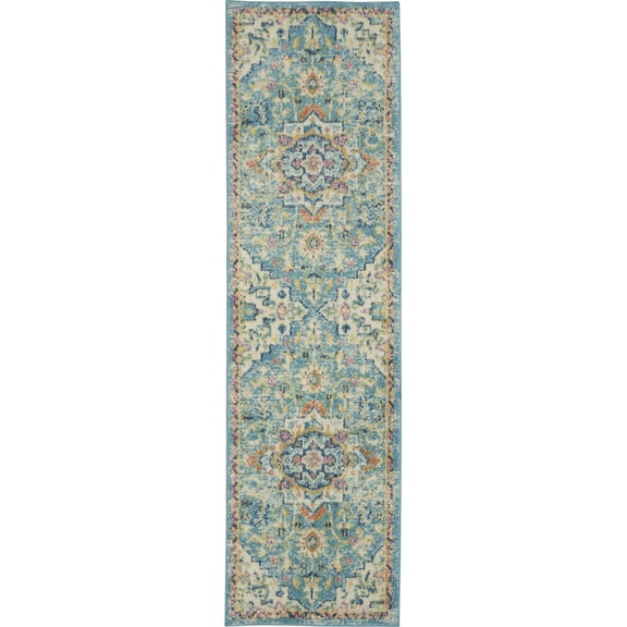 2â€™ x 6â€™ Light Blue and Ivory Distressed Runner Rug