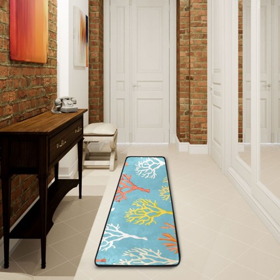 2' x 6' Modern Runner Rugs Hallway Floor Throw Carpet Coral Non Slip Entryway Mat Washable Bedroom Bathroom Kitchen