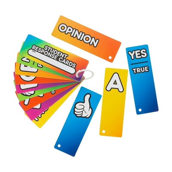 2" x 6" Multicolored Plastic Student Response Cards on a Ring 24 Pieces