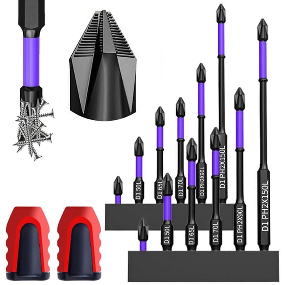2 x 6 Pcs Upgraded High Hardness And Strong Magnetic Bit 2 x Magnetic complement tool-Black