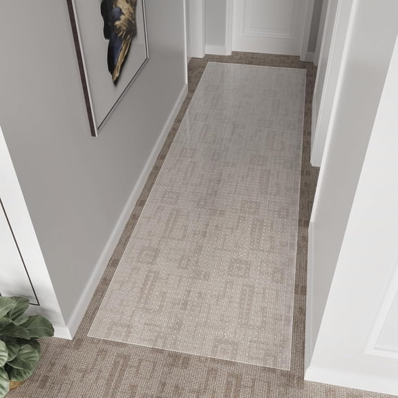 2' x 6' Plastic Runner Mat for Hallway Runner Rug for Carpet, Waterproof Vinyl Floor Mat for Carpeted Floors, Slip Resistant with Grips, Carpet Protector for Home (Clear)