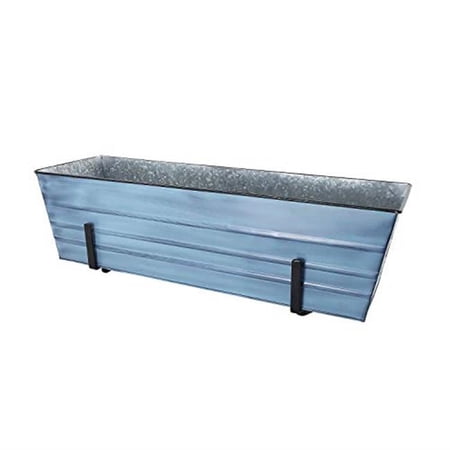 2 x 6 Railings Flower Box with Brackets, Blue - Large