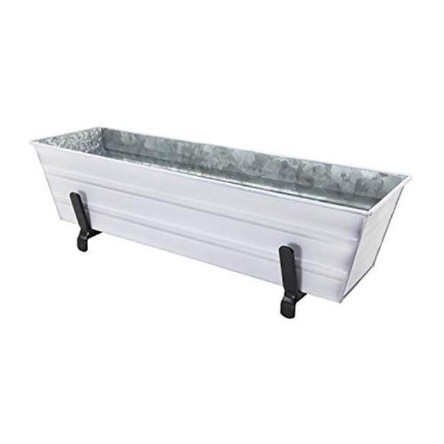 2 x 6 Railings Flower Box with Brackets, White Small