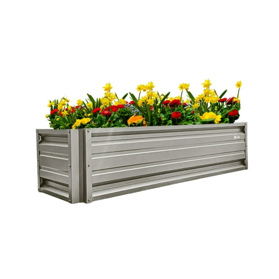 2 x 6 Rectangular Metal Planter Box Durable Raised Garden Bed in Galvalume Steel 24 x 72" With 18" Inch High Walls (Ash Grey)