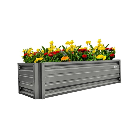 2 x 6 Rectangular Metal Planter Box Durable Raised Garden Bed in Galvalume Steel 24 x 72" With 18" Inch High Walls (Slate Gray)