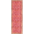 thumbnail image 1 of 2' x 6' Red and Ivory Floral Border Rectangular Rug Runner, 1 of 7