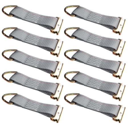 2"x 6" Rope Tie Off w/ Spring E-Fitting & D-Ring (Gray) - 10 Pack