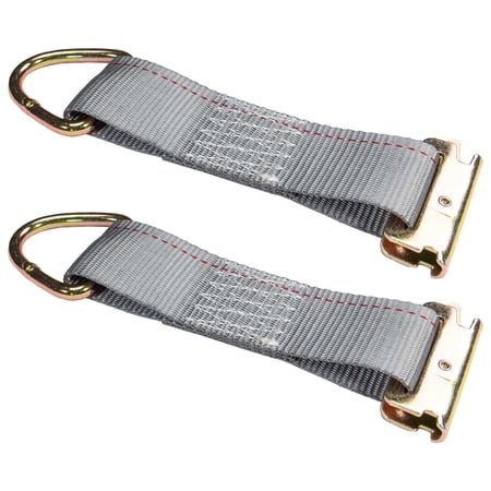 2"x 6" Rope Tie Off w/ Spring E-Fitting & D-Ring (Gray) - 2 Pack