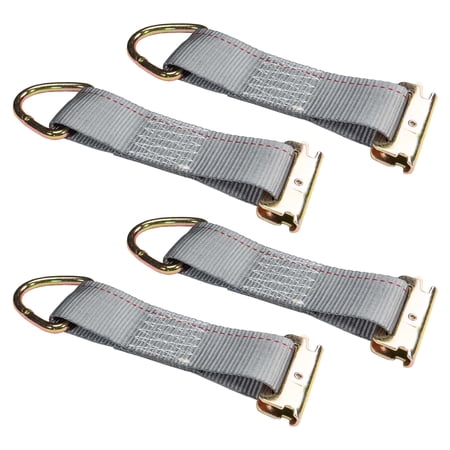 2"x 6" Rope Tie Off w/ Spring E-Fitting & D-Ring (Gray) - 4 Pack