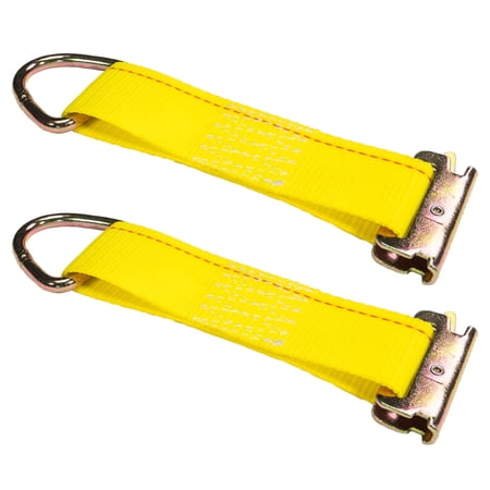 2"x 6" Rope Tie Off w/ Spring E-Fitting & D-Ring (Yellow) - 2 Pack