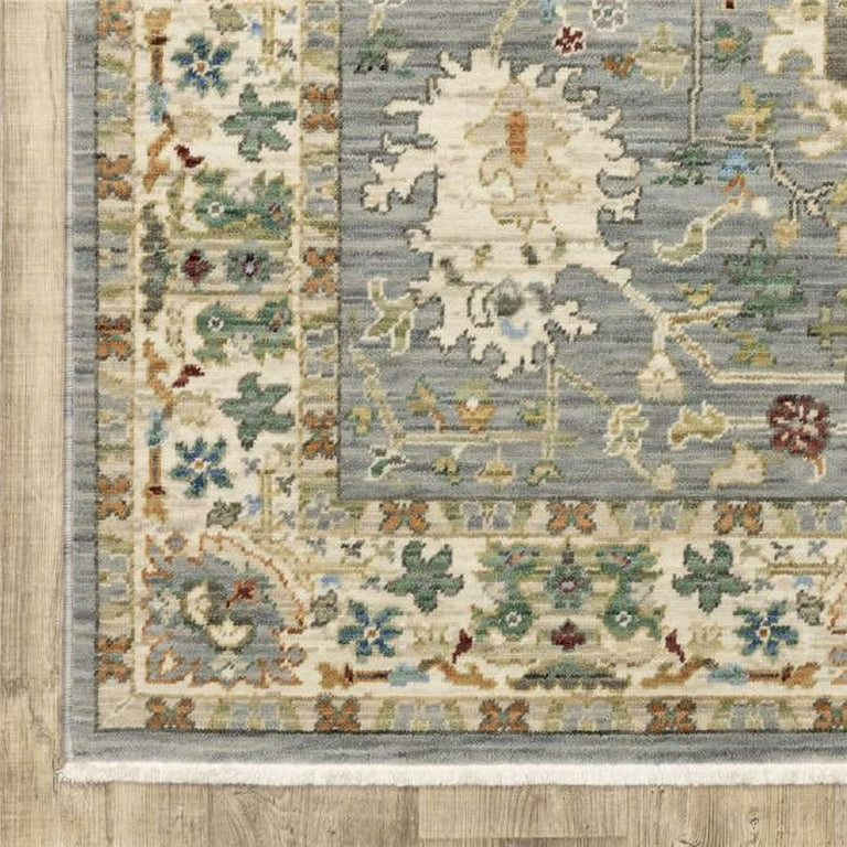 6' Blue and Beige Oriental Power Loom Runner Rug 6' Blue and Beige Oriental Power Loom Runner Rug