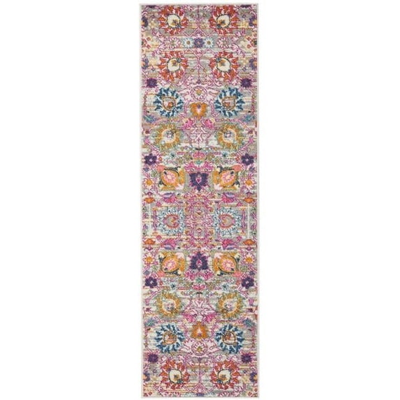 2 x 6 ft. Gray & Pink Distressed Runner Rug