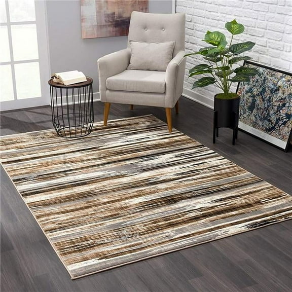 2 x 6 ft. Rustic Strokes Rectangle Rug, Beige
