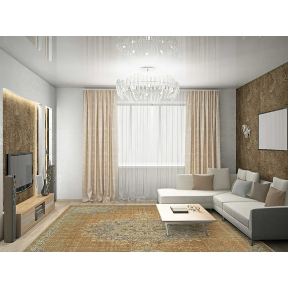 2' x 7' Coffee Vintage Medallion Bordered Wool Indoor Runner Rug