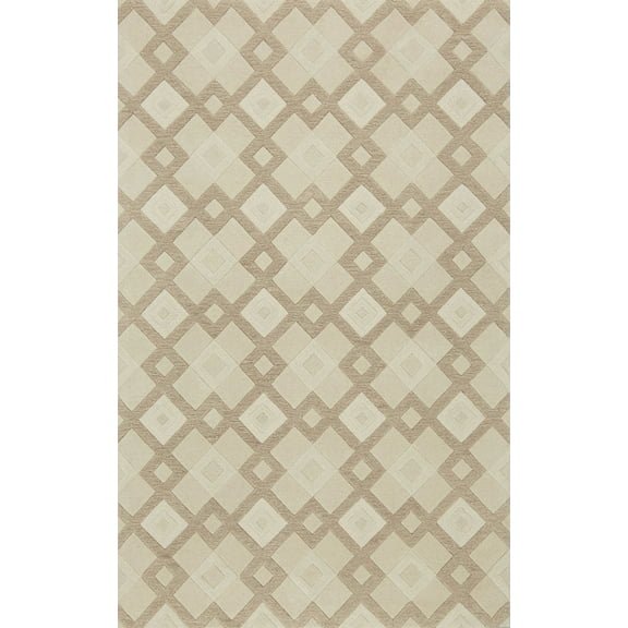 2' x 7' Ivory Diamond Tiles Wool Runner Rug