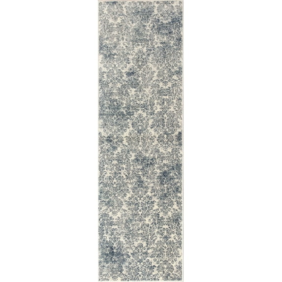 2' x 7' Ivory or Blue Ancient Viscose Runner Rug