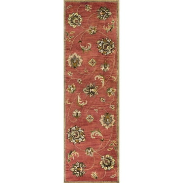 2' x 7' Sienna Floral Vines Wool Runner Rug