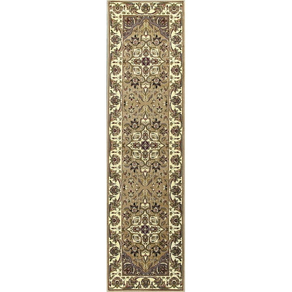 2' x 8' Beige or Ivory Medallion Runner Rug